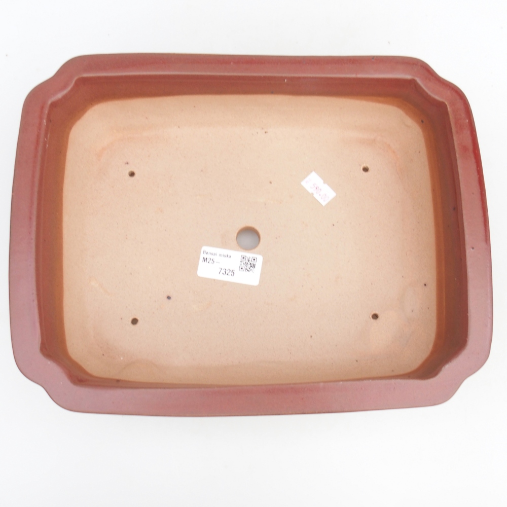 Ceramic bonsai bowl 27,5 x 22 x 7 cm, colour burgundy