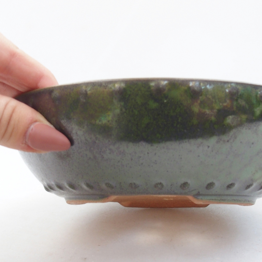 Ceramic bonsai bowl 18 x 18 x 5 cm, green