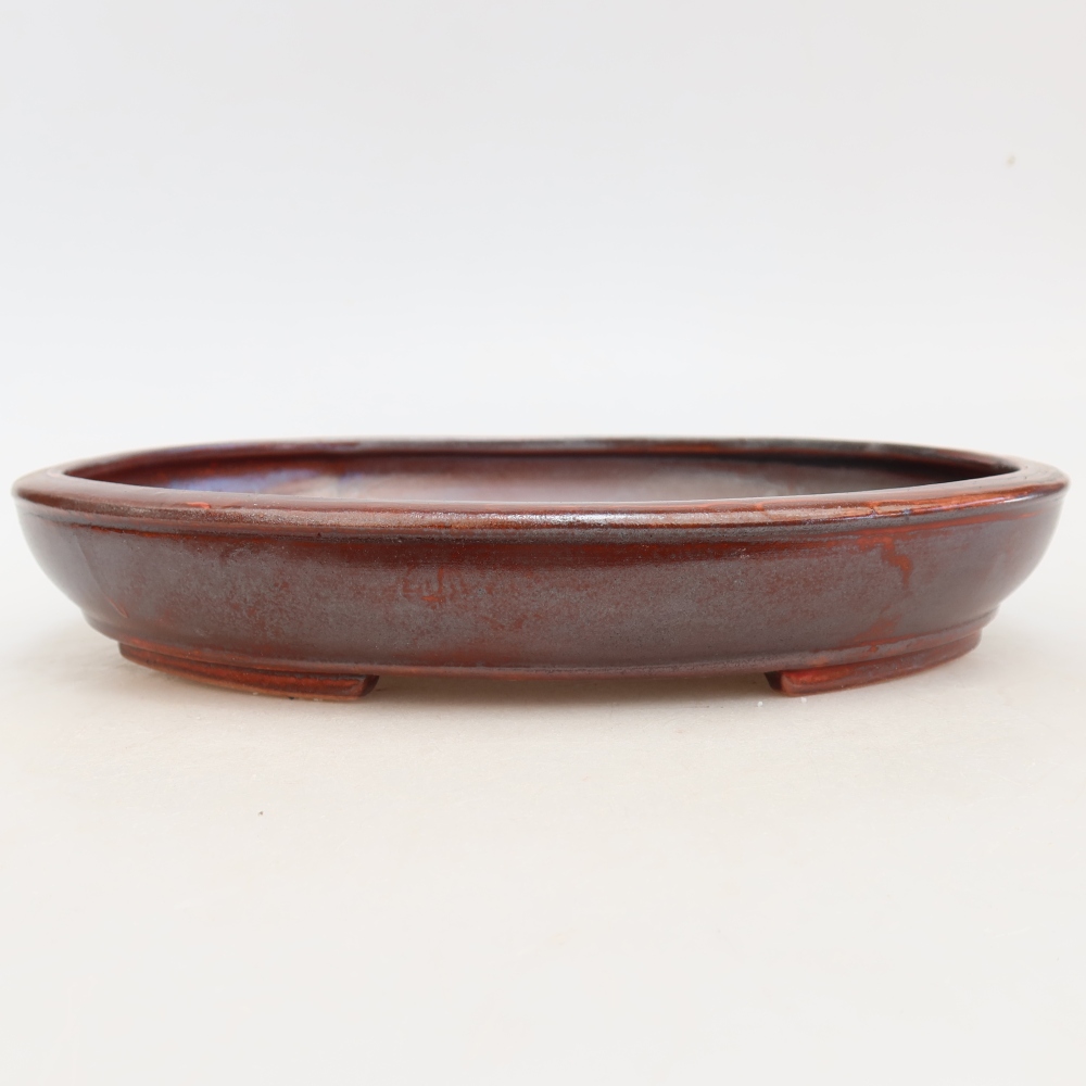 Ceramic bonsai pot, 24.5 x 20 x 4 cm, metallic red
