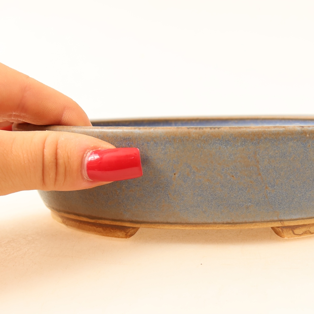 Ceramic bonsai bowl 18,5 x 16,5 x 4,5 cm, colour blue
