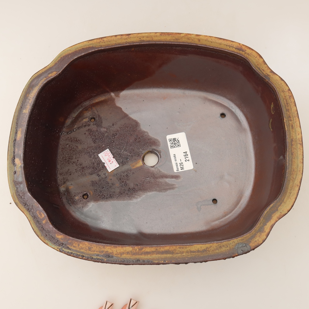 Ceramic bonsai pot, 24.5 x 21 x 7.5 cm, brown