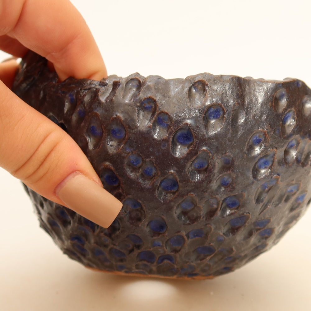 Ceramic Kokedama Pot, 14 x 12 x 8.5 cm, Blue