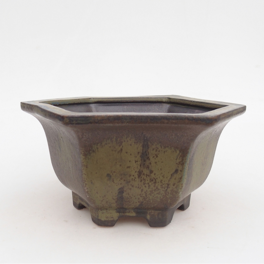 Ceramic bonsai bowl 18,5 x 16,5 x 9 cm, brown