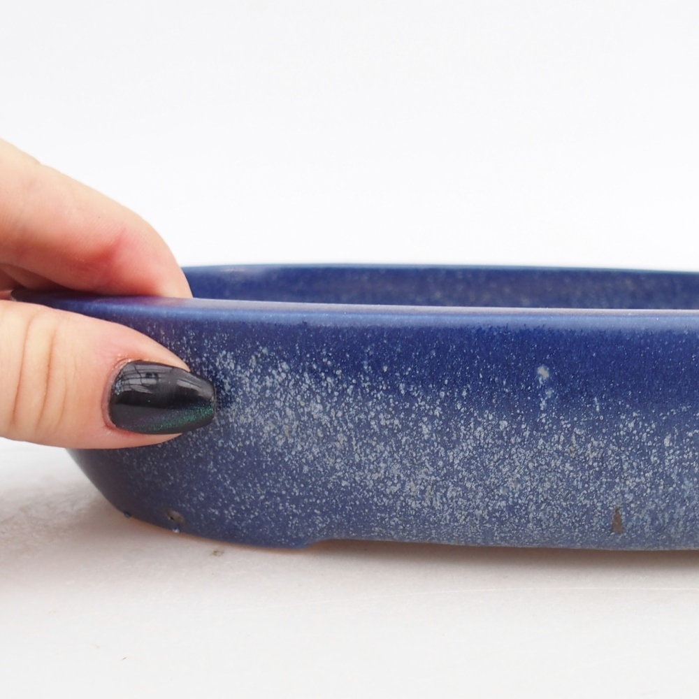 Ceramic bonsai bowl 22,5 x 17 x 4,5 cm, colour blue