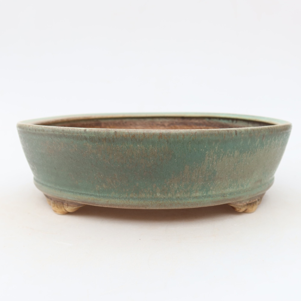 Ceramic bonsai bowl 21,5 x 21,5 x 6 cm, green