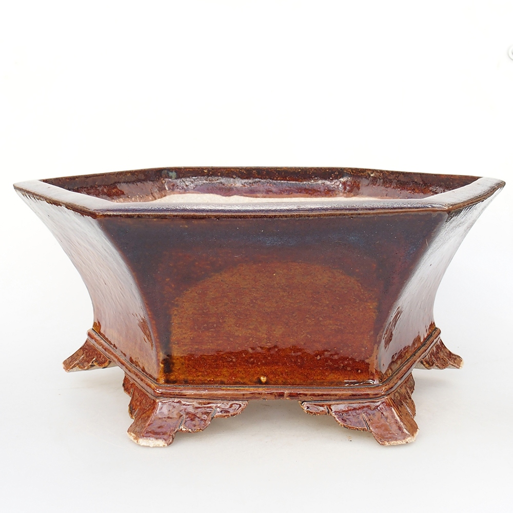 Ceramic bonsai bowl 36 x 31,5 x 14 cm, brown