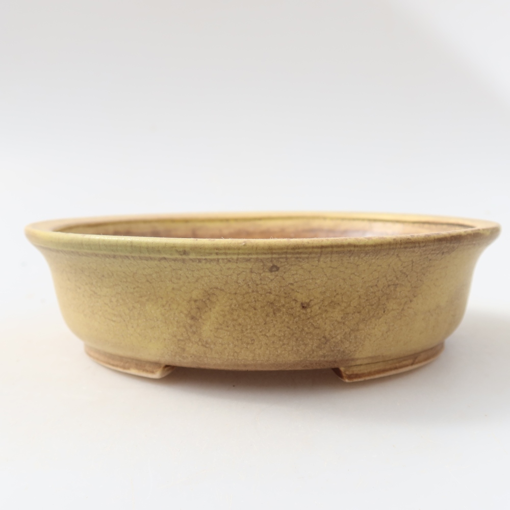 Ceramic bonsai pot, 15.5 x 14.5 x 4 cm, yellow