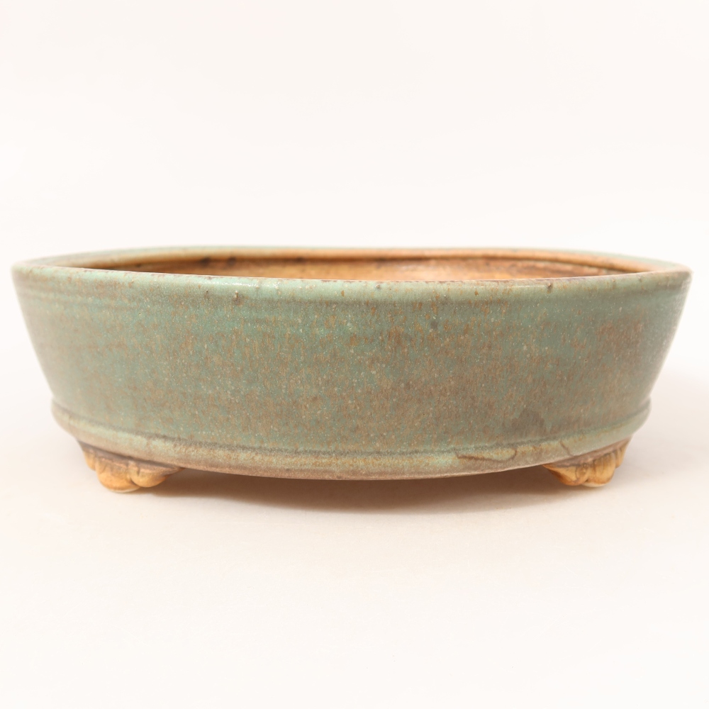 Ceramic bonsai bowl 21,5 x 21,5 x 6 cm, green