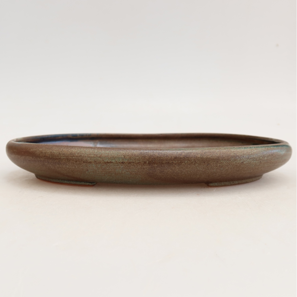 Ceramic bonsai bowl 22,5 x 16,5 x 3 cm, brown