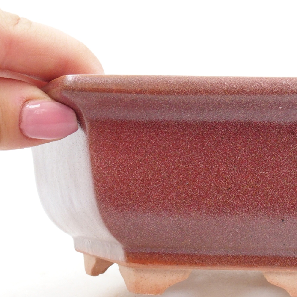 Ceramic bonsai bowl 14 x 11 x 4 cm, color burgundy