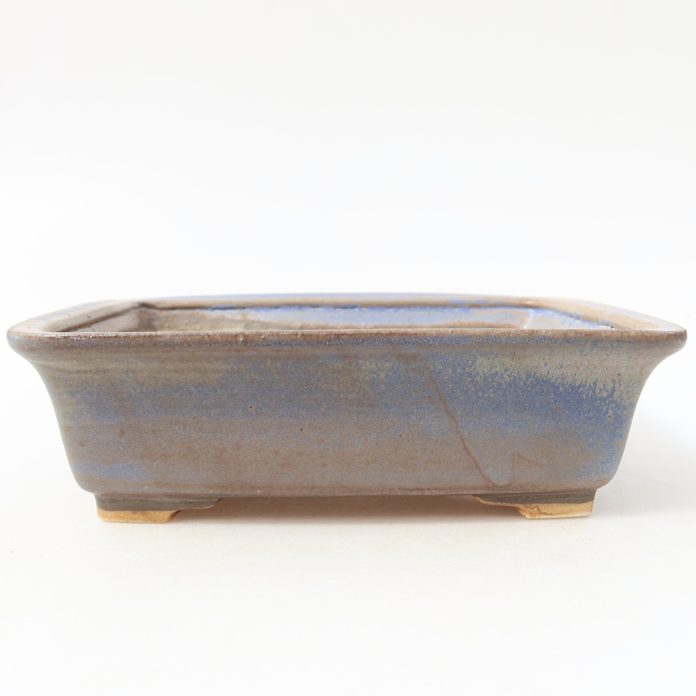 Ceramic bonsai pot, 17.5 x 14.5 x 5.5 cm, blue