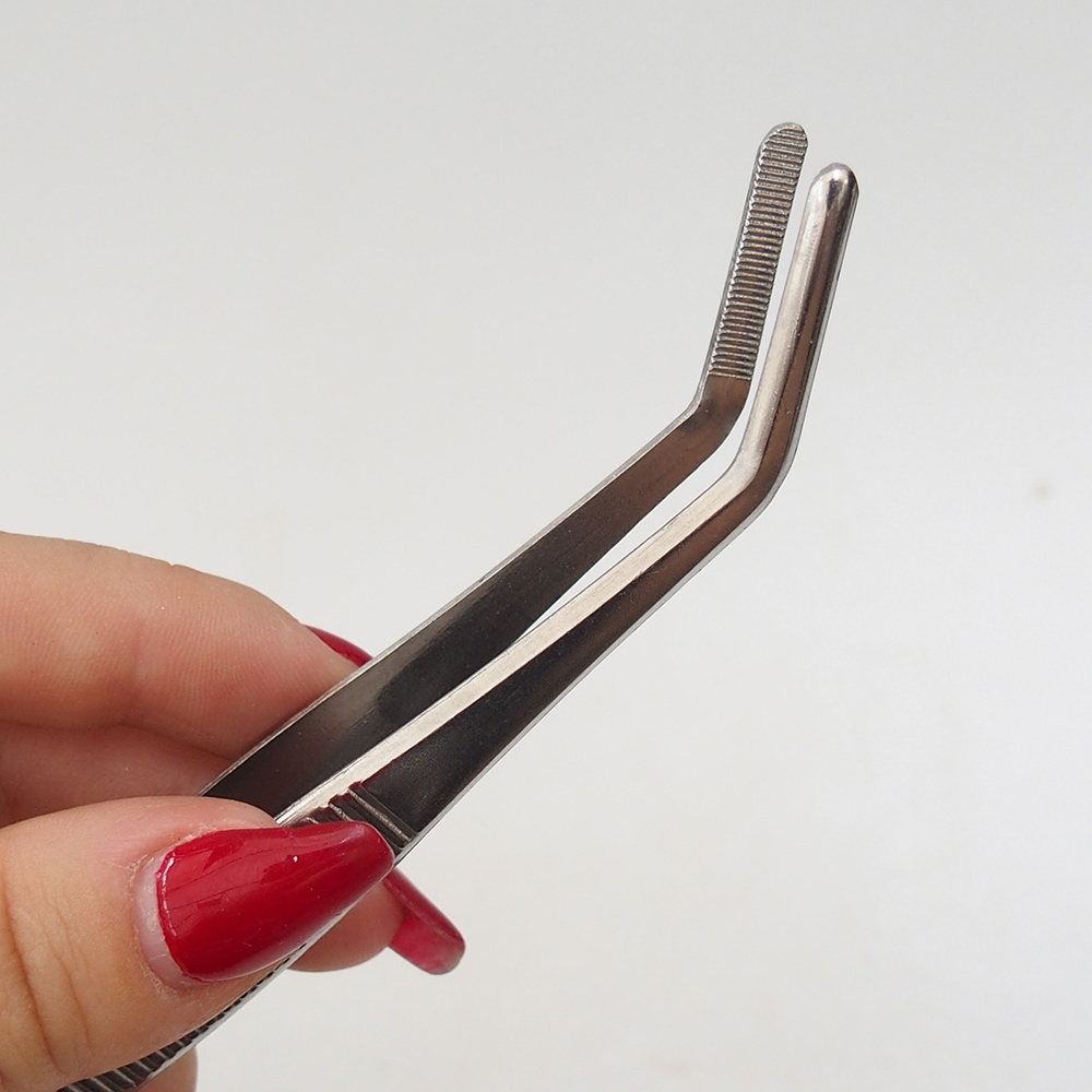 Spatula and curved tweezers 22 cm - stainless steel