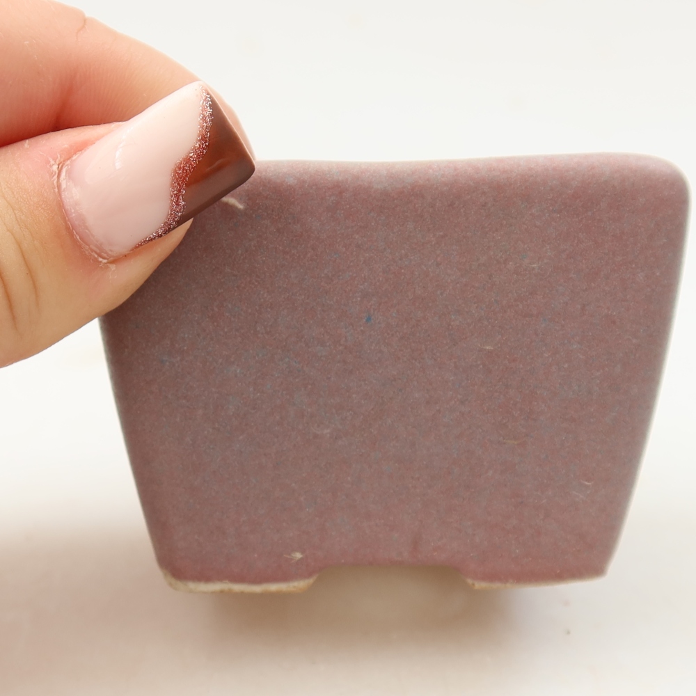 Ceramic bonsai pot, 6.5 x 6.5 x 5 cm, purple