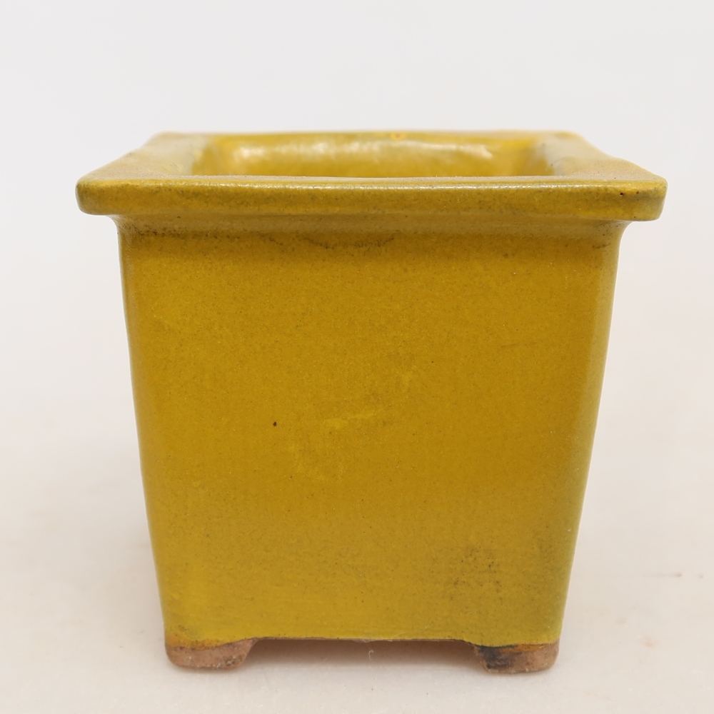 Ceramic bonsai pot, 6 x 6 x 5.5 cm, yellow