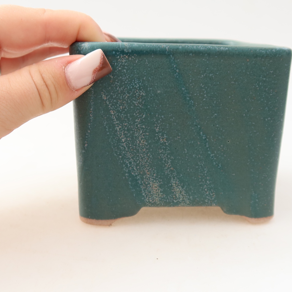 Ceramic bonsai bowl 10 x 10 x 8 cm, colour blue