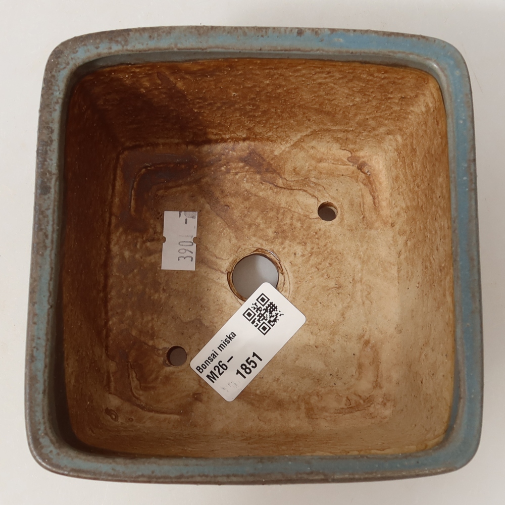 Ceramic bonsai pot, 13 x 13 x 8 cm, blue
