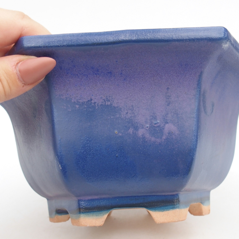 Ceramic bonsai bowl 18,5 x 16,5 x 9 cm, colour blue