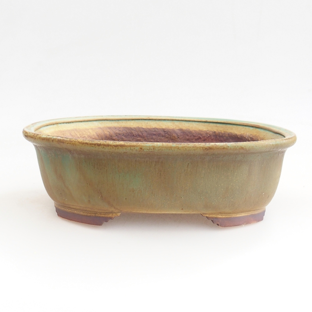 Ceramic bonsai bowl 25 x 20,5 x 7 cm, green