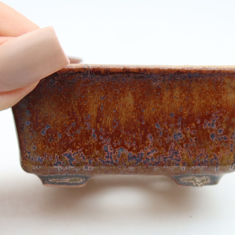 Ceramic bonsai pot, 7 x 7 x 3.5 cm, brown