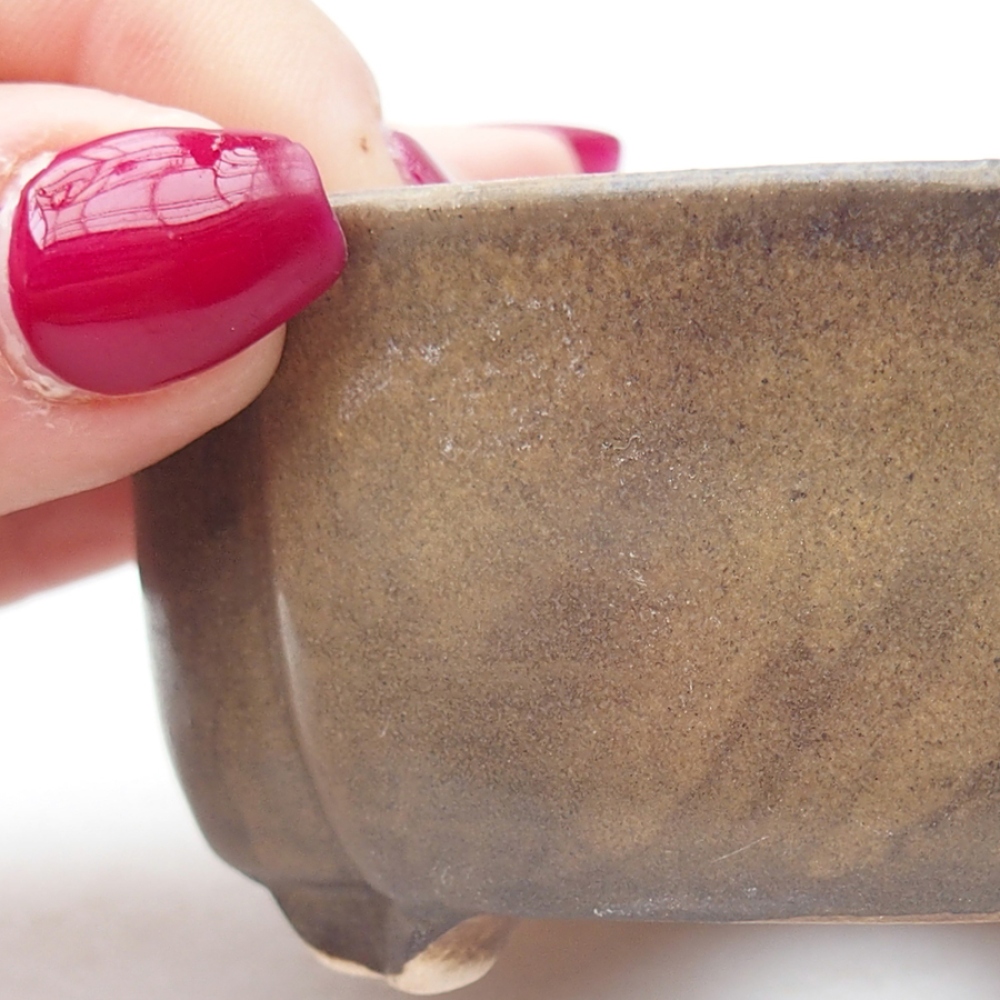 Ceramic bonsai bowl 8 x 7,5 x 3,5 cm, color brown