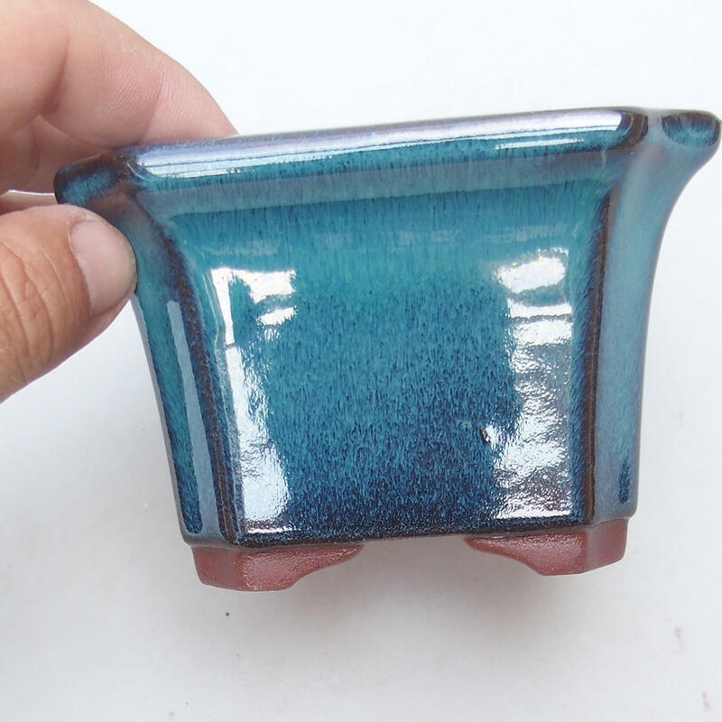 Ceramic bonsai bowl 10.5 x 10.5 x 7.5 cm, color blue