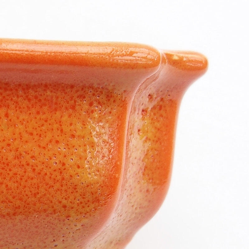 Ceramic bonsai bowl 11.5 x 8.5 x 4 cm, color yellow-orange