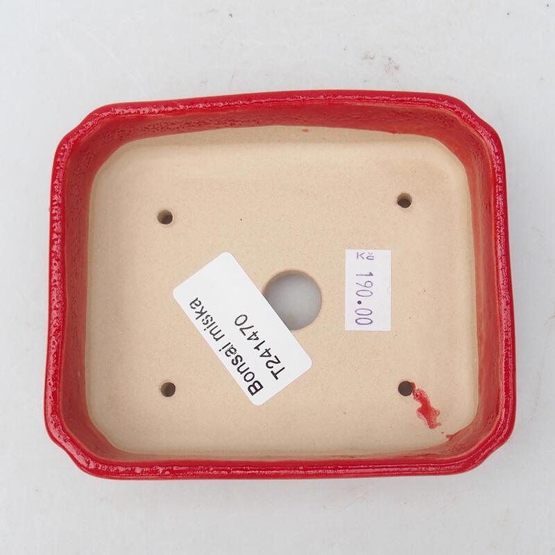 Ceramic bonsai bowl 11 x 9.5 x 3 cm, color red