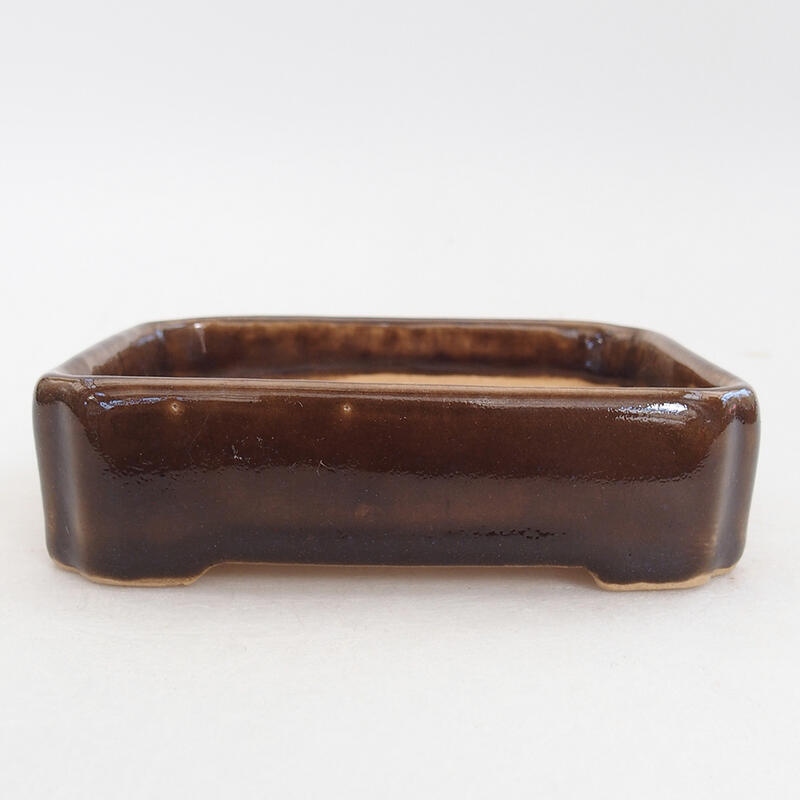 Ceramic bonsai bowl 11 x 9 x 3.5 cm, color brown