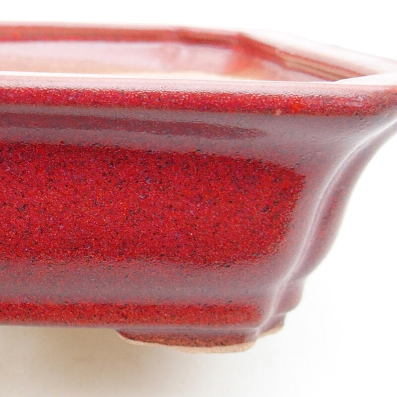 Ceramic bonsai bowl 12.5 x 10 x 4 cm, burgundy color