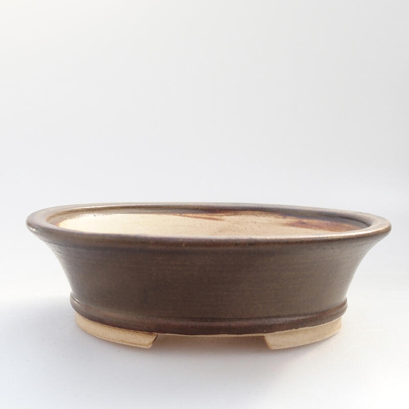 Ceramic bonsai bowl 12 x 10.5 x 3.5 cm, color brown