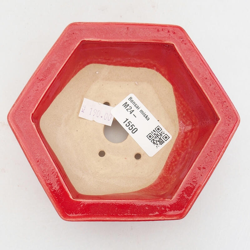 Ceramic bonsai bowl 12 x 11 x 4.5 cm, color red