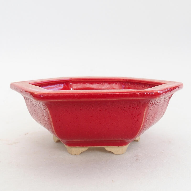 Ceramic bonsai bowl 12 x 11 x 4.5 cm, color red