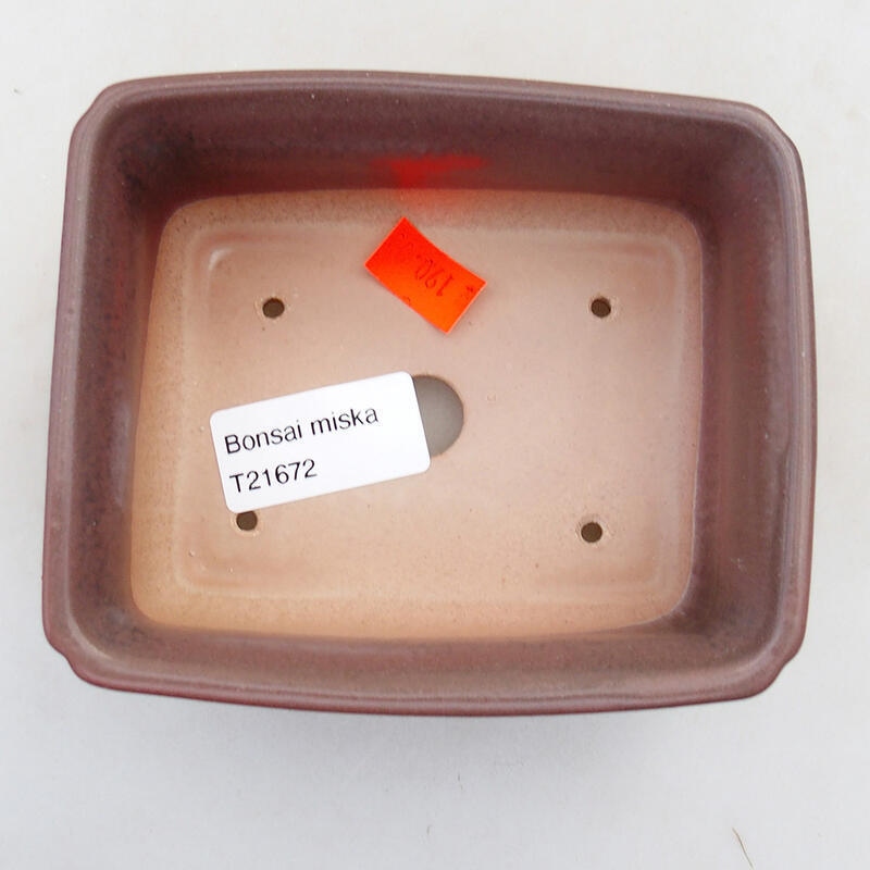 Ceramic bonsai bowl 12 x 9.5 x 4.5 cm, burgundy color
