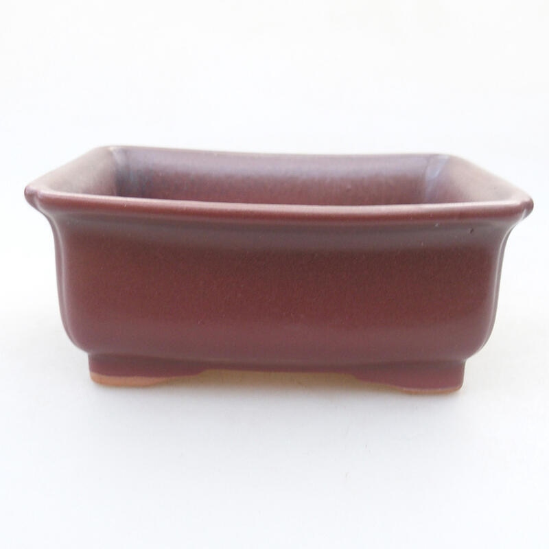 Ceramic bonsai bowl 12 x 9.5 x 4.5 cm, burgundy color