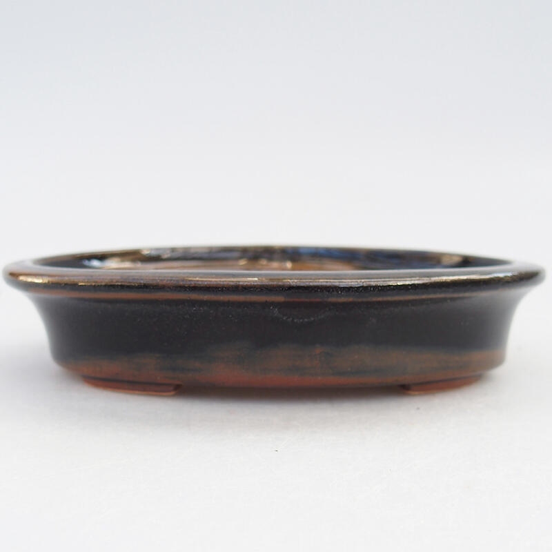 Ceramic bonsai bowl 13.5 x 10.5 x 3 cm, color black-brown
