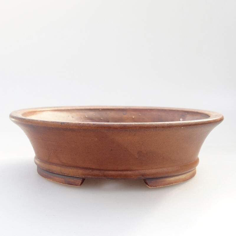 Ceramic bonsai bowl 13.5 x 12 x 4 cm, color brown