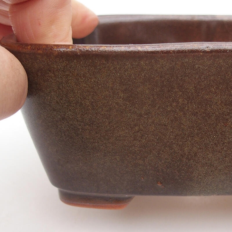 Ceramic bonsai bowl 13 x 10 x 5.5 cm, color brown