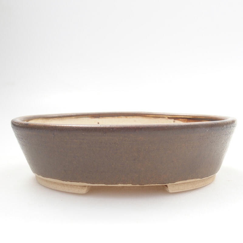 Ceramic bonsai bowl 13 x 11 x 3.5 cm, color brown