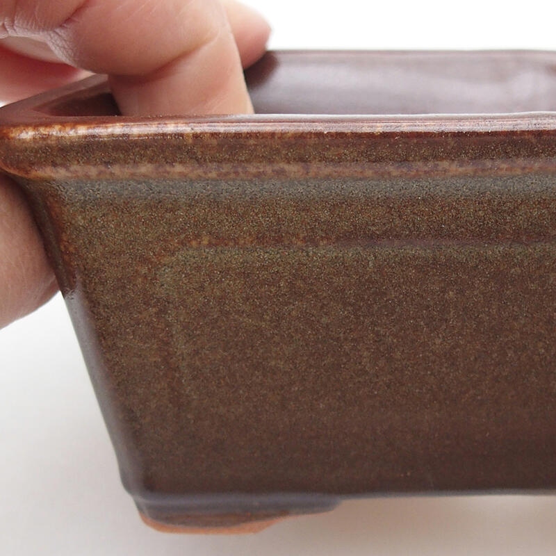 Ceramic bonsai bowl 13 x 9.5 x 5.5 cm, color brown