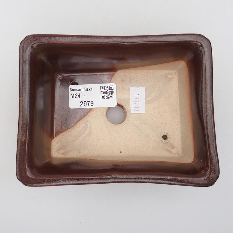 Ceramic bonsai bowl 13 x 9.5 x 5.5 cm, color brown
