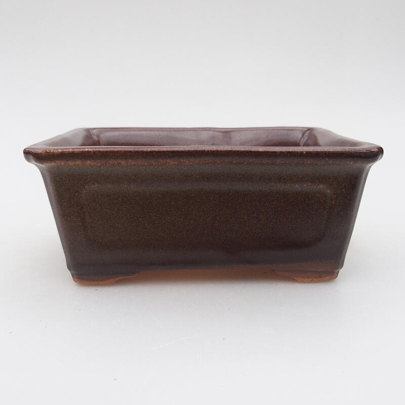 Ceramic bonsai bowl 13 x 9.5 x 5.5 cm, color brown