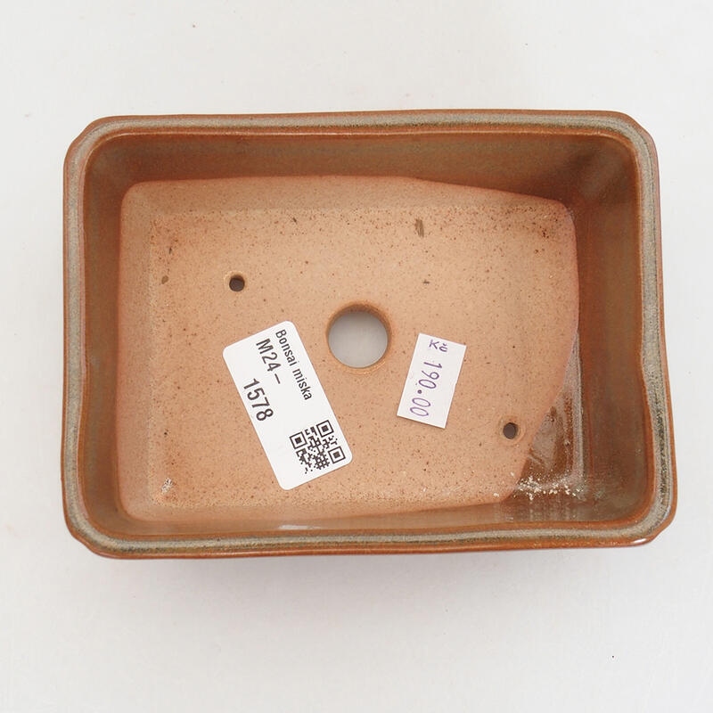 Ceramic bonsai bowl 13 x 9.5 x 5 cm, color brown