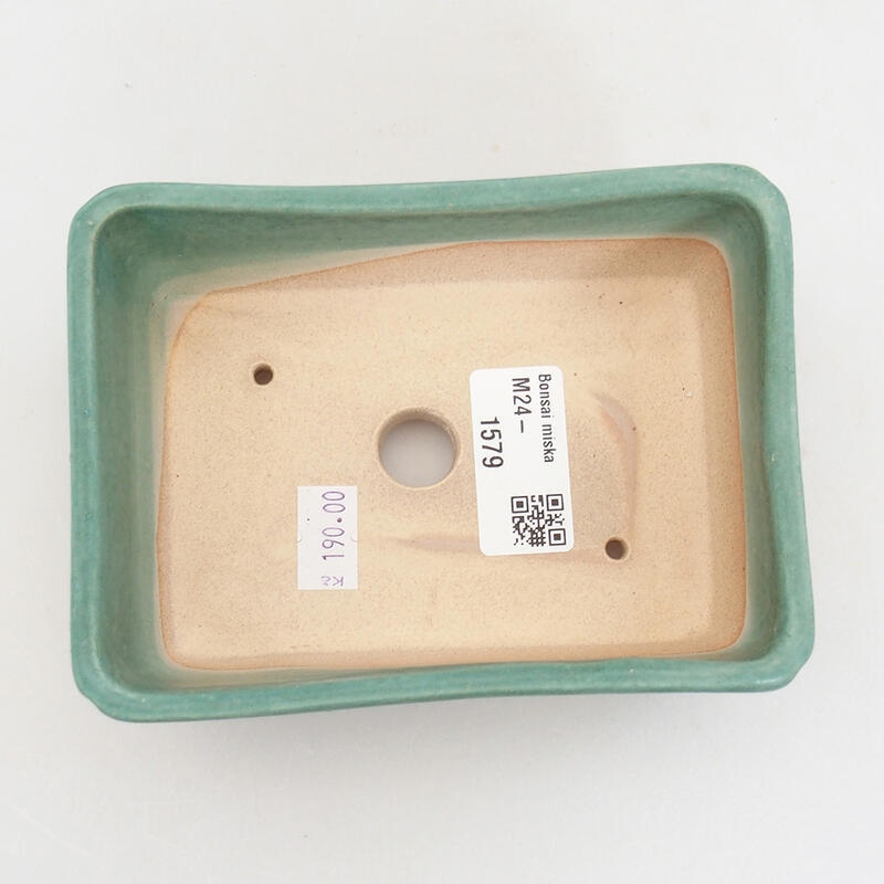 Ceramic bonsai bowl 13 x 9.5 x 5 cm, color green