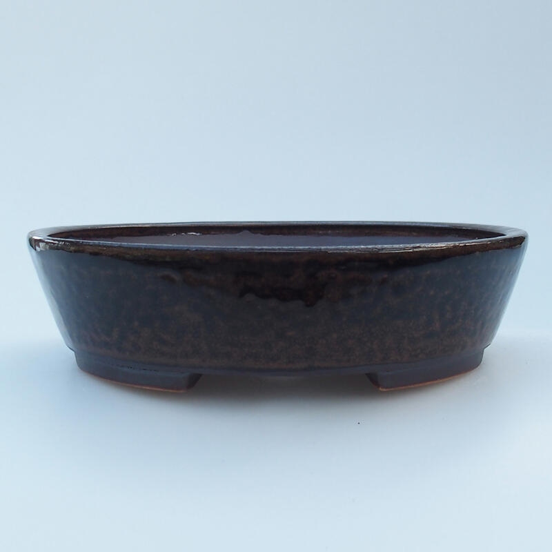 Ceramic bonsai bowl 14.5 x 13.5 x 4 cm, color black-brown