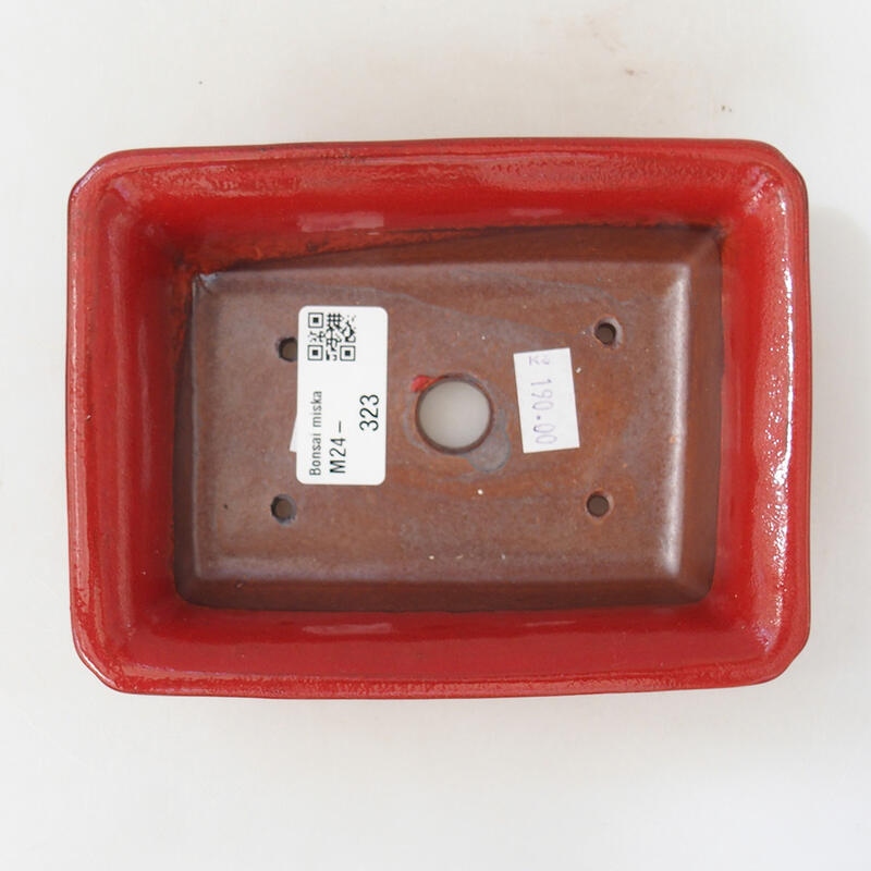 Ceramic bonsai bowl 14 x 10.5 x 4 cm, color red