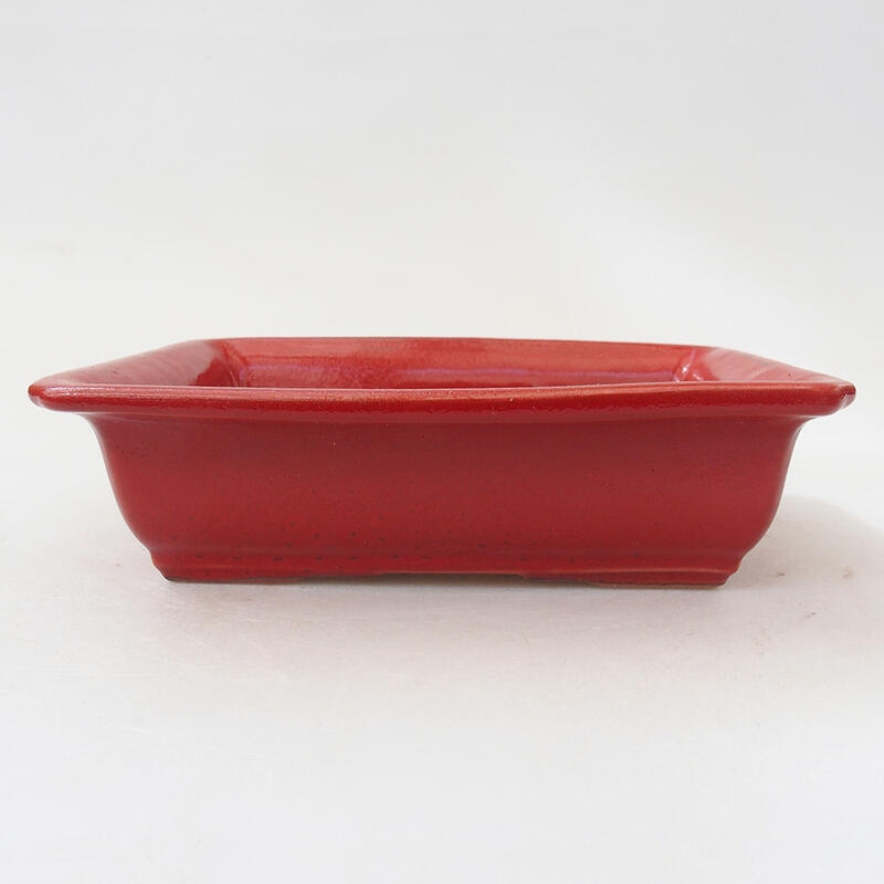 Ceramic bonsai bowl 14 x 10.5 x 4 cm, color red