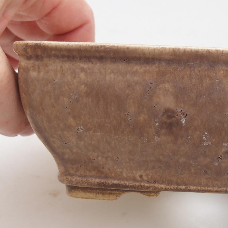 Ceramic bonsai bowl 15 x 12 x 5 cm, color beige-brown