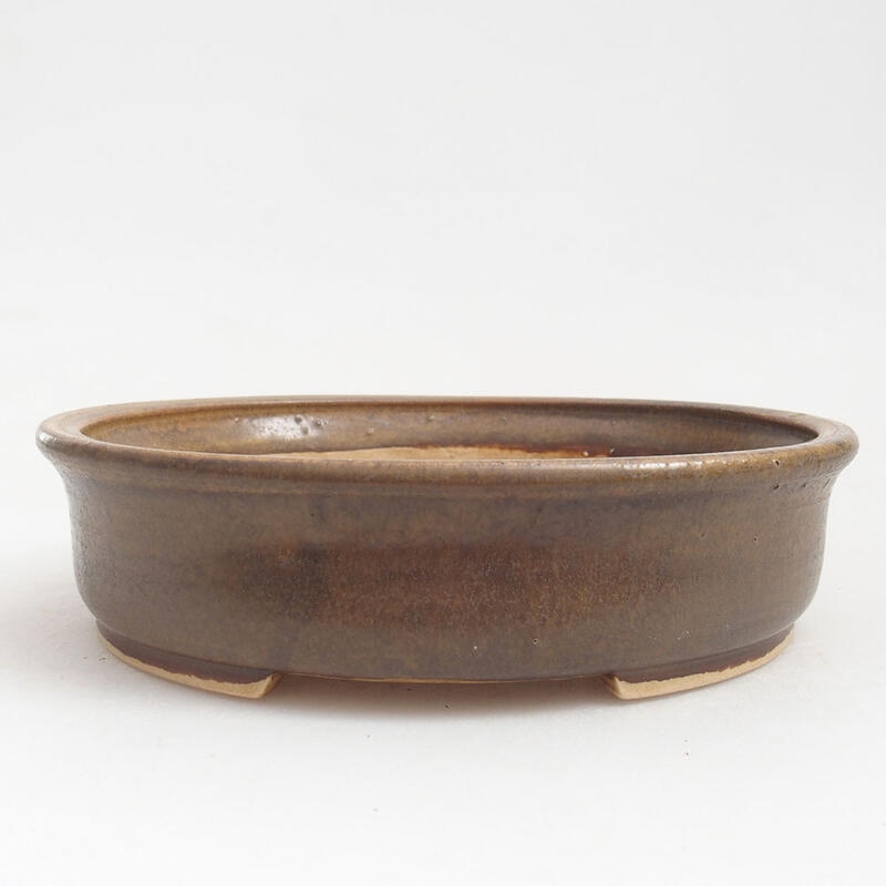 Ceramic bonsai bowl 17.5 x 16 x 4.5 cm, color brown