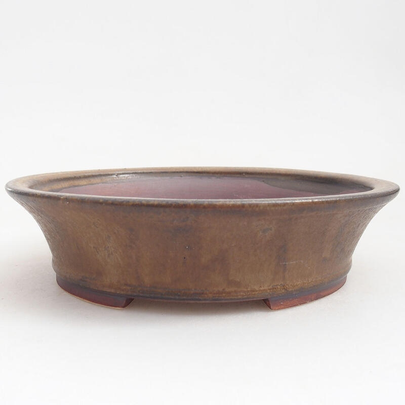 Ceramic bonsai bowl 18.5 x 17 x 4.5 cm, color brown