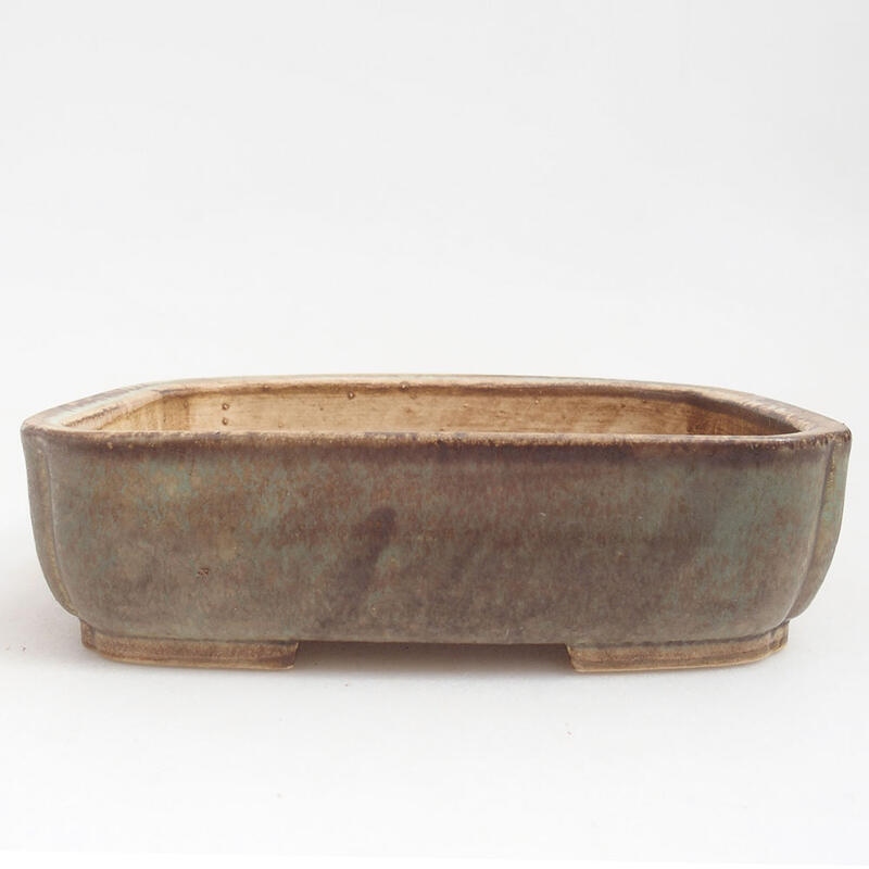 Ceramic bonsai bowl 18 x 14.5 x 4.5 cm, color green